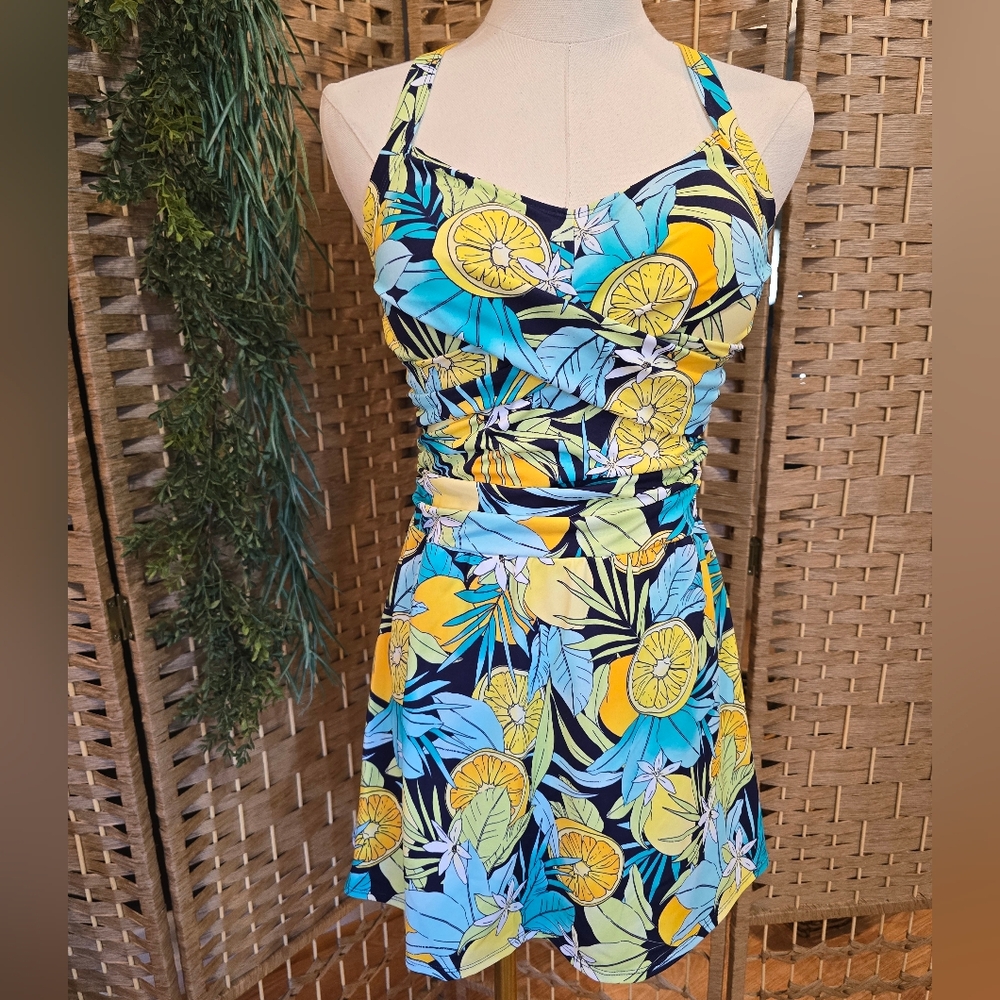 Denim & Co. Beach Sweetheart Swim Dress Size 4